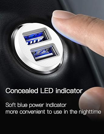 baseus grain dual usb car charger – 5v/3.1a fast charging adapter for smartphones & tablets – compact mini design – white