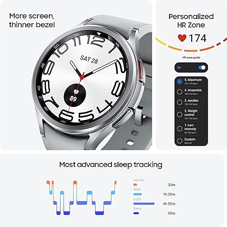 samsung galaxy watch6 classic lte (47mm, silver, compatible with android only) | introducing bp & ecg features