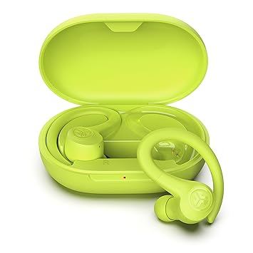jlab go air sport true wireless earbuds wireless workout in ear earbuds featuring c3 clear calling, secure earhook sport design, 32+ hour bluetooth playtime, and 3 eq sound settings standard yellow