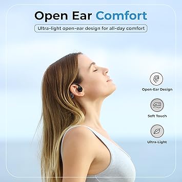 wecool moonwalk m1 bone conduction open ear headphones, 5.4 bluetooth earphones, ipx5 water & sweatproof comfort fit earphones with ear hook, ideal for cycling, hiking, sports, gym, workout black