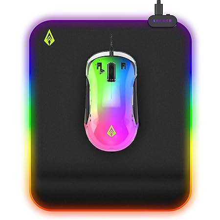 archer tech lab gaming mouse pad with gel memory foam wrist support, low friction & smooth pu surface, 15 rgb modes, non slip rubber base, ergonomic mousepad for laptop, pc, home, office (quiver 200)
