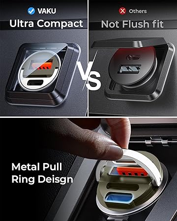 dr vaku® essenvolt 65w car charger fast charging dual port type c pd pps 65w + 18w qc 3.0 usb car mobile laptop adapter for iphone 16/15/14/13 etc., samsung all series, tablets, & android smartphones